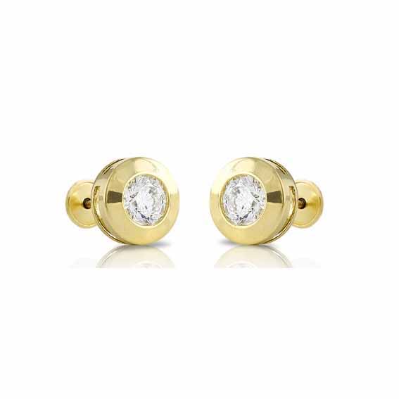 Pendientes oro circonitas 4mm