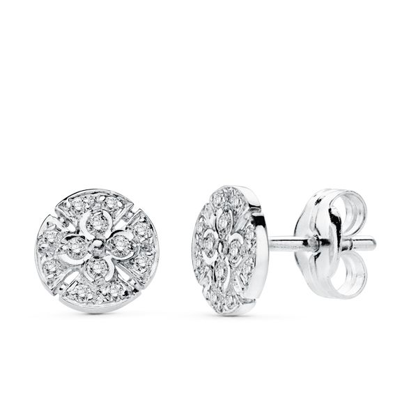 Pendientes Oro Blanco 18k Circonitas