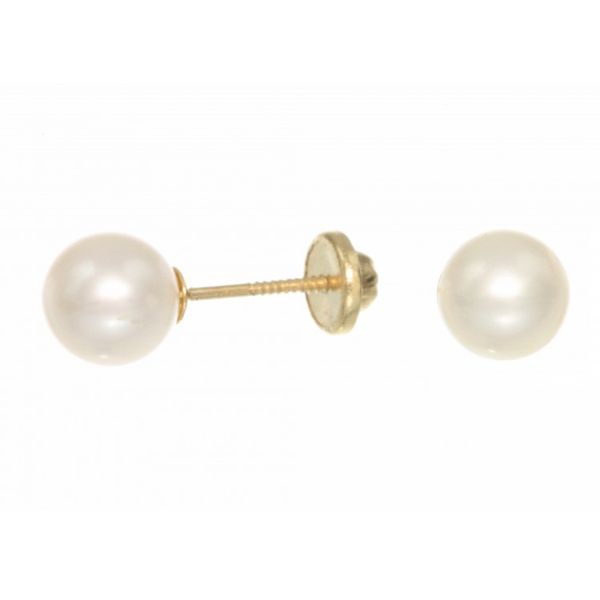 Pendientes oro perla 4mm