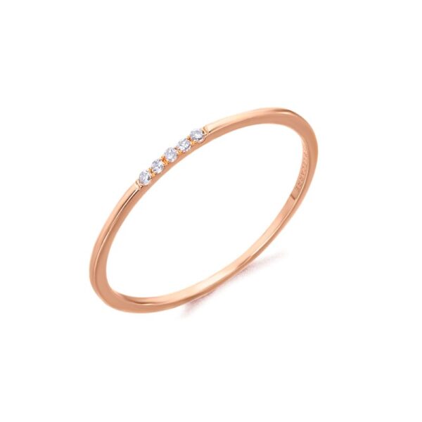Anillo Oro Rosa 18k 5 Diamantes