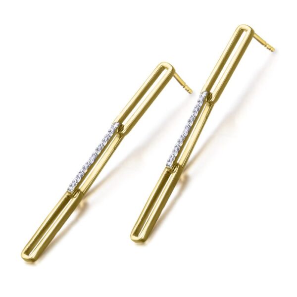 Pendientes Oro 18k Eslabon Oval Diamantes