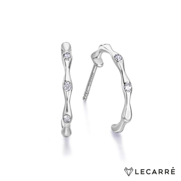 Pendientes Medio Aro Oro 18k Blanco forma Diamantes