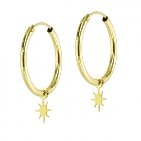 Pendiente Aros Oro 18k Sol