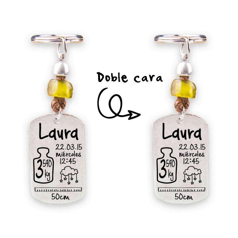 Llavero natalicio doble cara rectangular