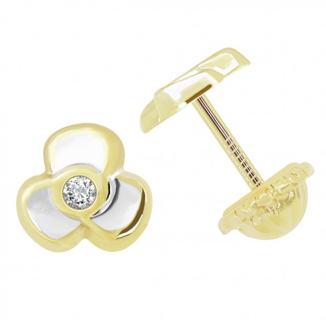 Pendiente Pequeño Oro 18k Nácar Flor