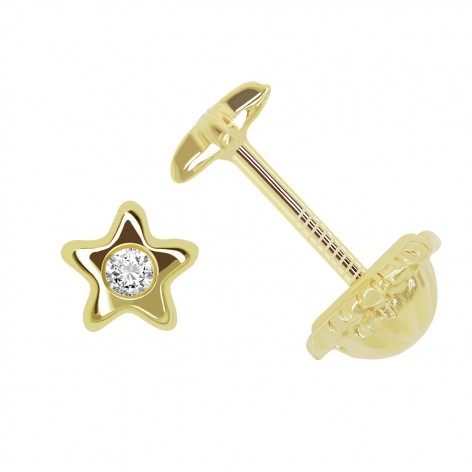 Pendiente Pequeño Oro 18k Circonita Estrella
