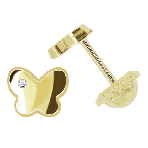 Pendiente Pequeño Oro 18k Circonita Mariposa