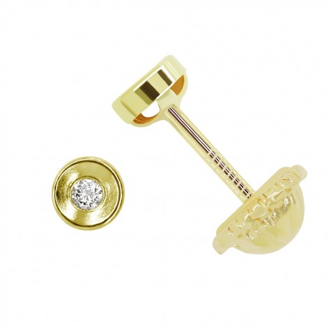 Pendiente Chatón Pequeño Oro 18k Circonita