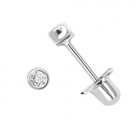 Pendiente Chatón Pequeño Oro Blanco 18k Circonita