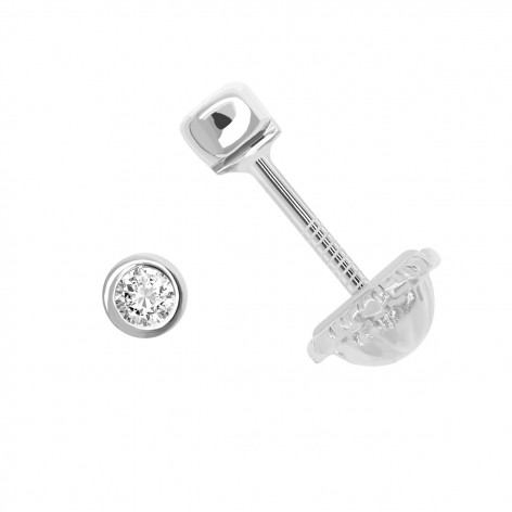 Pendiente Chatón Pequeño Oro Blanco 18k Circonita