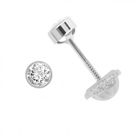 Pendiente Chatón Pequeño Oro Blanco 18k Circonita