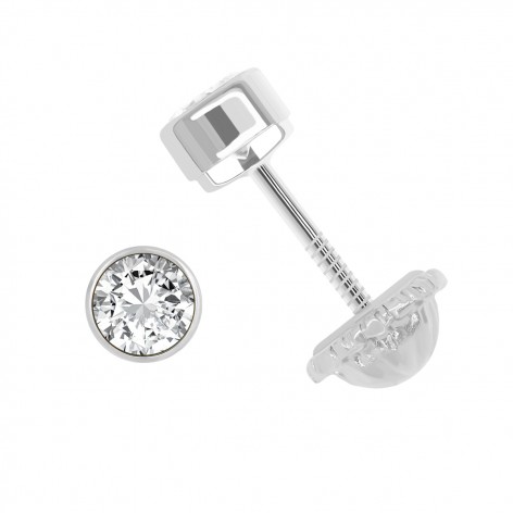 Pendiente Chatón Pequeño Oro Blanco 18k Circonita