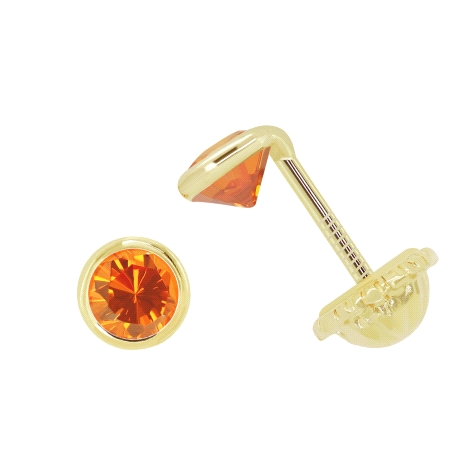 Pendiente Chatón Pequeño Oro 18k Circonita Naranja