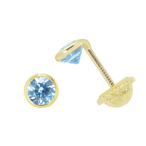 Pendiente Chatón Pequeño Oro 18k Circonita Azul