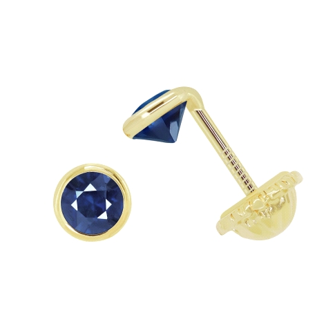 Pendiente Chatón Pequeño Oro 18k Circonita Azul Oscuro