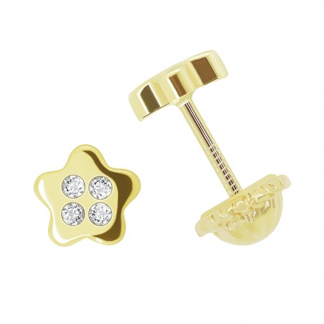 Pendiente Pequeño Oro 18k Circonita Estrella
