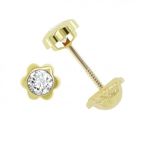 Pendiente Pequeño Oro 18k Circonita Roseta