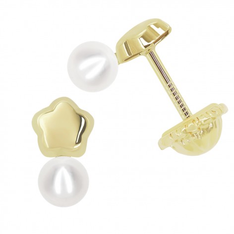 Pendiente Pequeño Oro 18k Perla