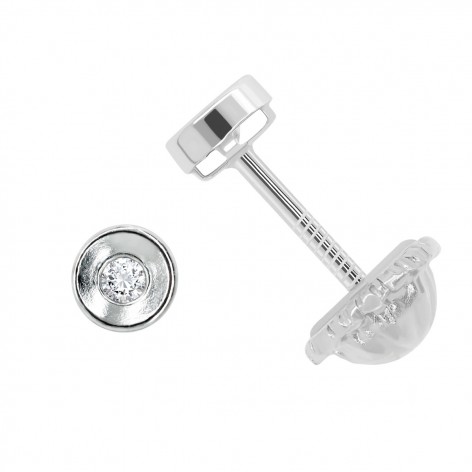 Pendiente Chatón Pequeño Oro Blanco 18k Circonita