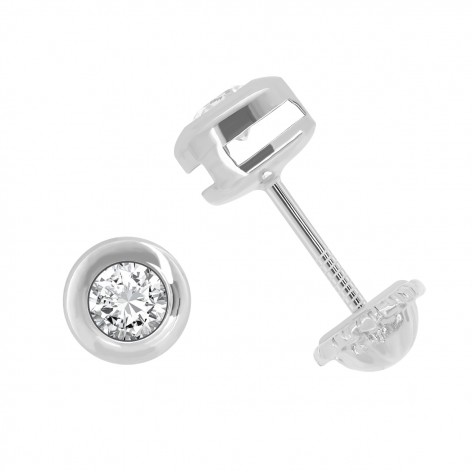 Pendiente Chatón Pequeño Oro Blanco 18k Circonita