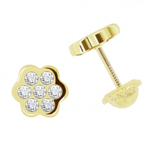 Pendiente Pequeño Oro 18k Circonita Roseta