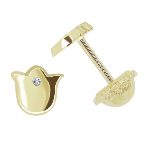 Pendiente Pequeño Oro 18k Circonita Tulipán