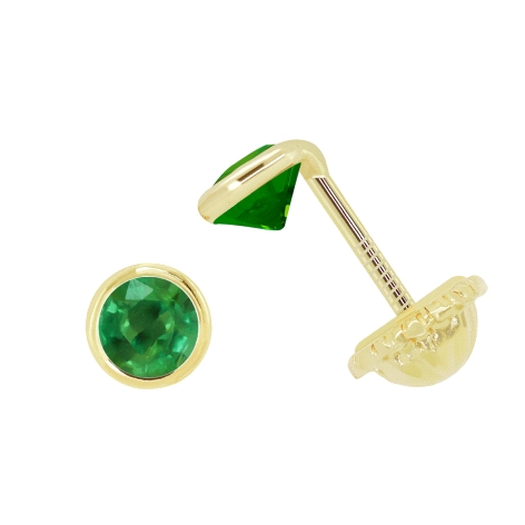 Pendiente Chatón Pequeño Oro 18k Circonita Verde