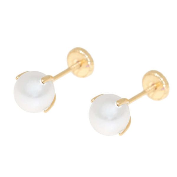 Pendientes oro perla 4mm garras